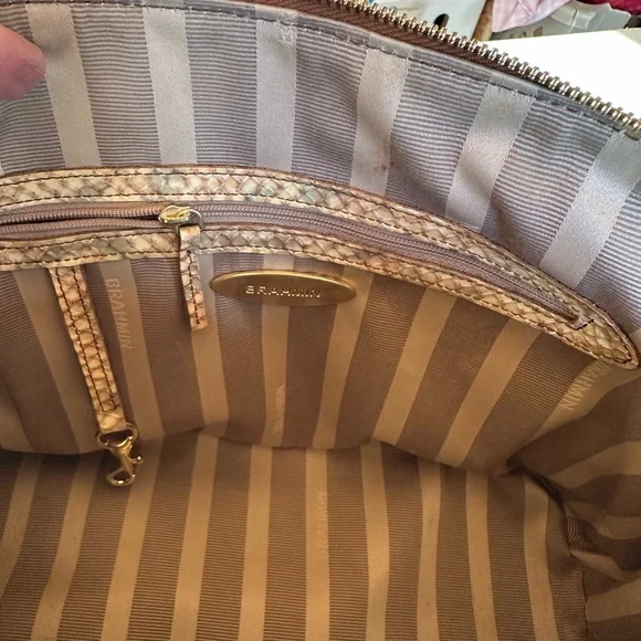 Brahmin Tan and Brown Woven Satchel